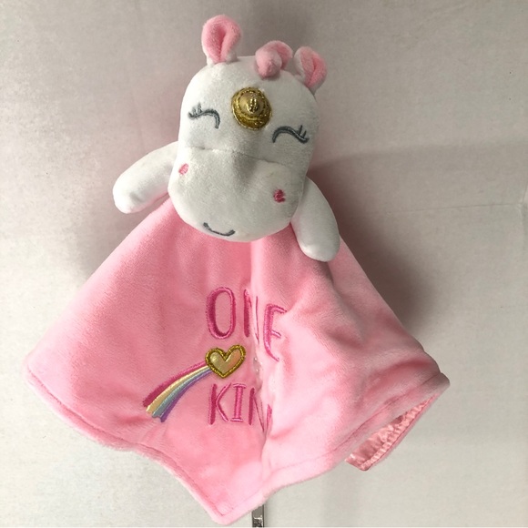 Baby Starters Security Blanket Lovey Plush Satin Pink Unicorn Rattle One of Kind - Picture 7 of 13